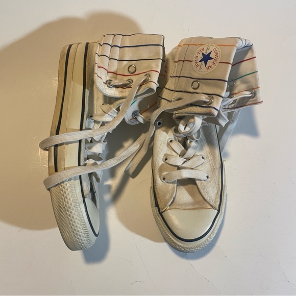 Chuck Taylor Converse Vintage Fold Over Striped Sneakers in SZ 4 1/2 See pics - Picture 1 of 10